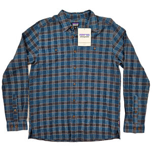 Patagonia Blue and Gray Plaid Casual Button Down Shirt